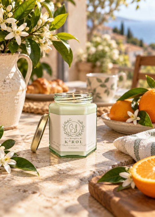 Bougie K°ROL Fleur d'oranger en ambiance méditerranéenne