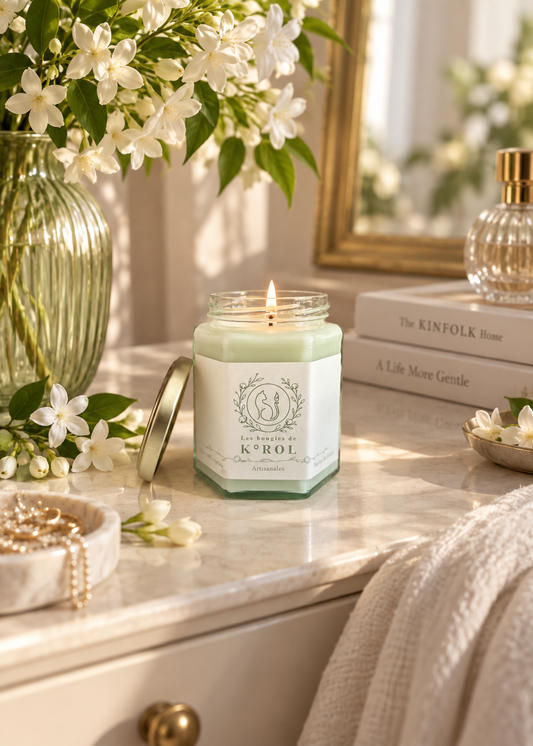 Bougie K°ROL Jasmin en ambiance élégante